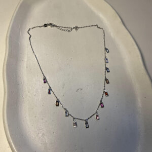 An interesting emerald cut neckline