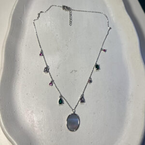 Picturesque Pearl with vibrant drops neckline