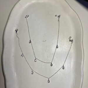 Silver protective mother of pearl charms anklet