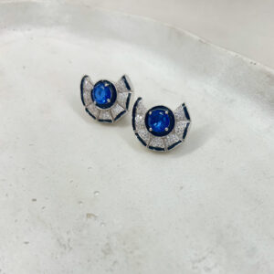 Royal Blue Sapphire Pendant and Earrings Set