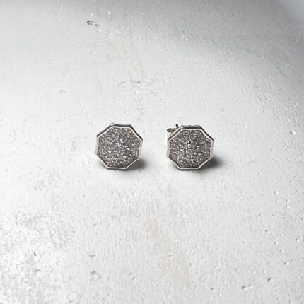Silver Octagon Cut Studs