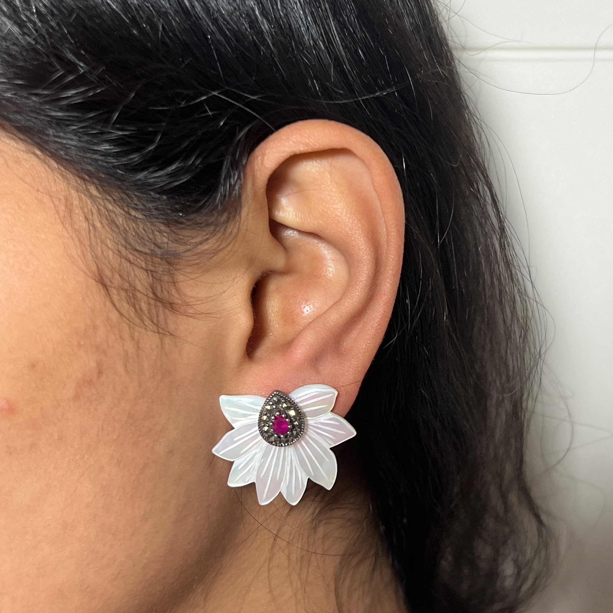 57 Pearl Leaf Studs from ekatvajewls