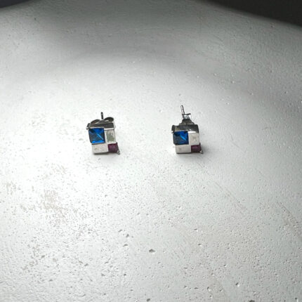 Diamond Silver Cube Studs