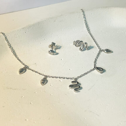 Silver Slither Snake Pendant Set
